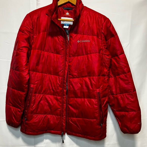 Fire Truck Red, size M, Men’s OMNI-HEAT Columbia puffer Jacket - Picture 1 of 4